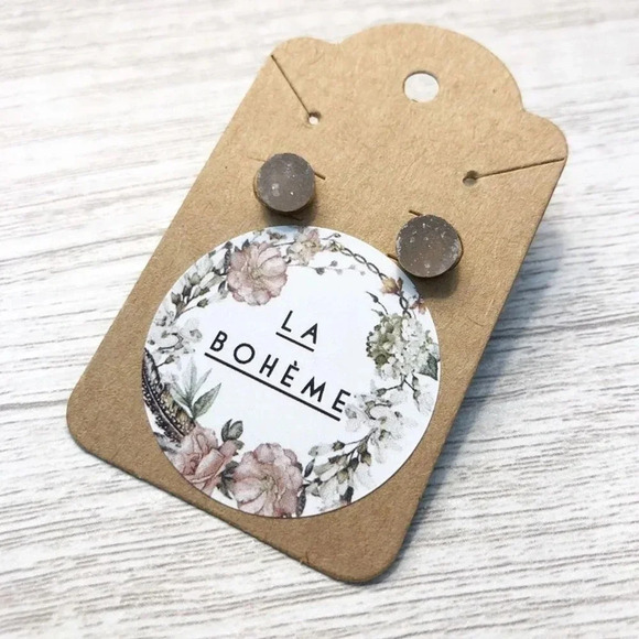 NWT LA BOHEME druzy stone post earrings - Picture 2 of 4